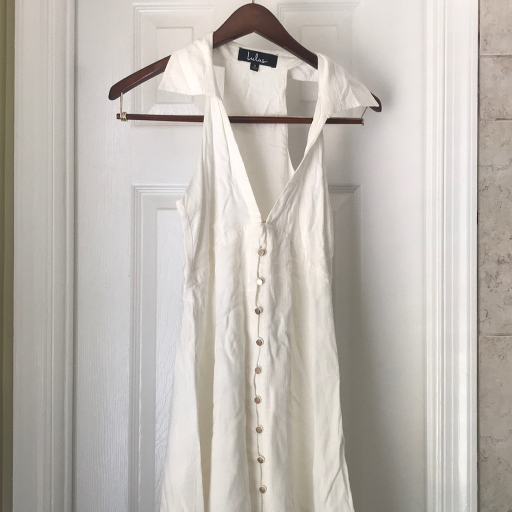 Collared white mini dress